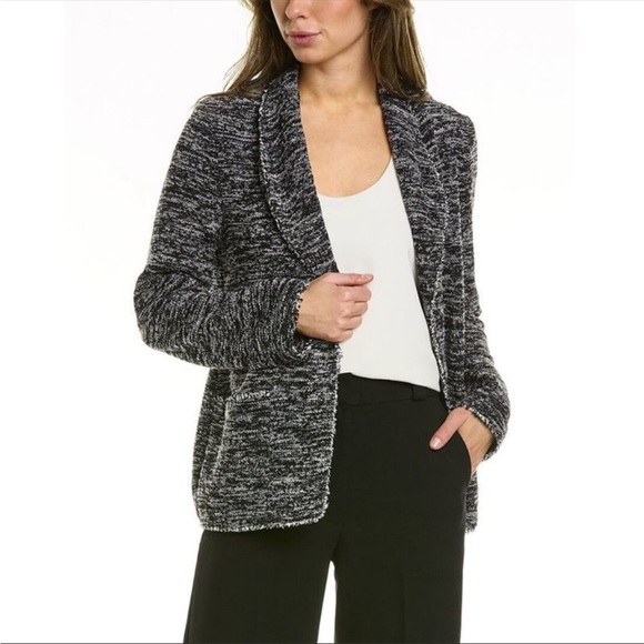 Max Studio Womens  Tweed Drape Jacket, Black - Picture 1 of 7